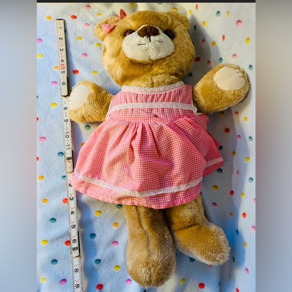 Vintage Bijou Enterprises Girl Teddy Bear Plush 80s Stuffed Animal Sleepy Eyes - Picture 5 of 7
